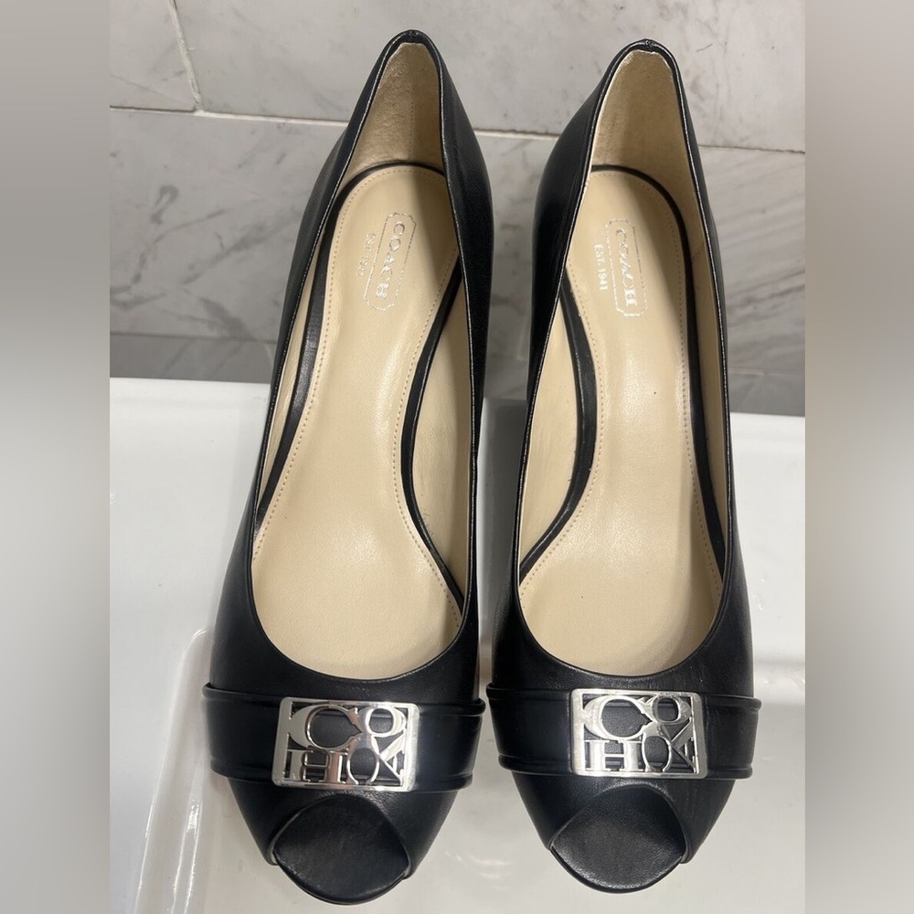 Vintage Coach Peep Toe 2.5” Wedge Heel.  EUC.